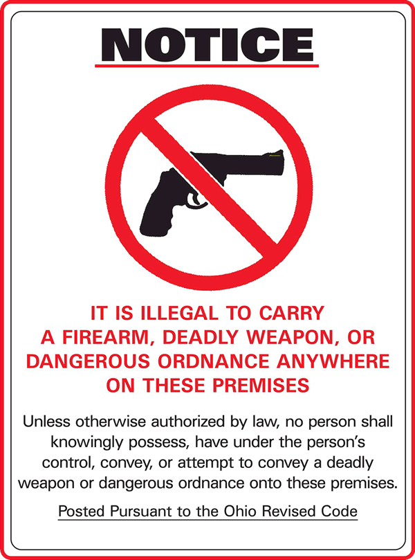 Notice - No Weapons Allowed